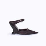 MARGAUX BROWN - SATIN WEDGE MULE