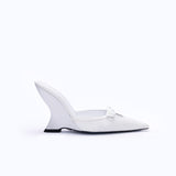 MARGAUX WHITE - SATIN WEDGE MULE