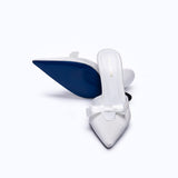 MARGAUX WHITE - SATIN WEDGE MULE