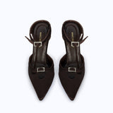 MARGAUX BROWN - SATIN WEDGE MULE