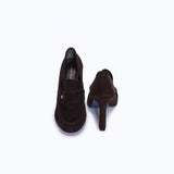 PENNY HEELS - DARK SUEDE BROWN