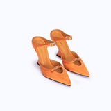 MARGAUX ORANGE - SATIN WEDGE MULE 