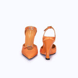 MARGAUX ORANGE - SATIN WEDGE MULE 