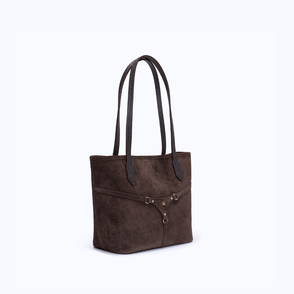 BELLA MINI TOTE - DARK SUEDE BROWN