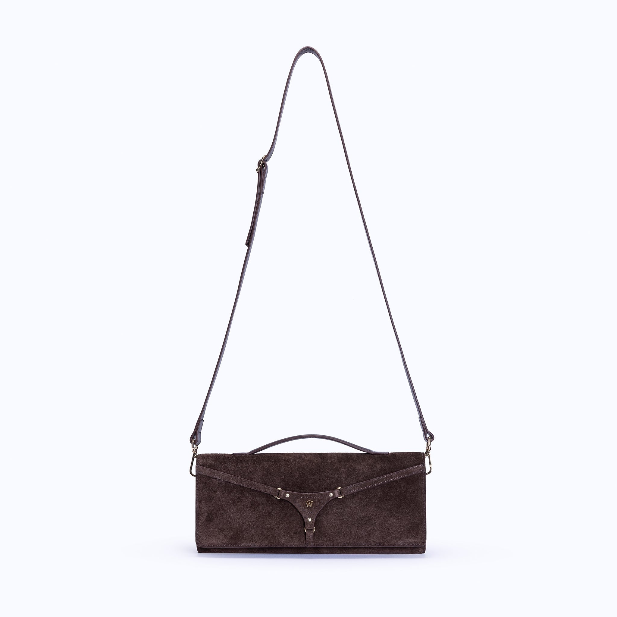 DAPHNE CLUTCH - DARK SUEDE BROWN