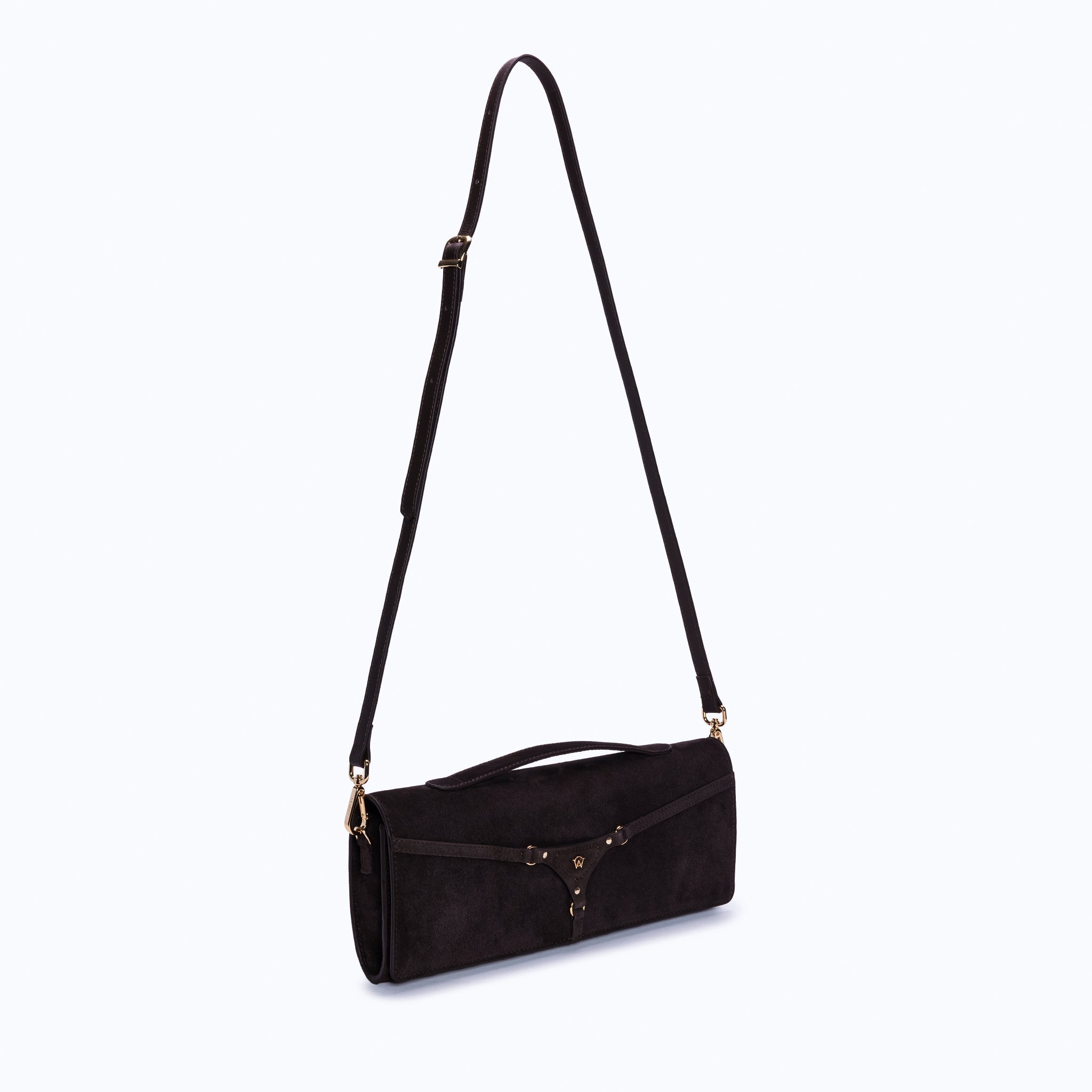 DAPHNE CLUTCH - DARK SUEDE BROWN – mancofficial