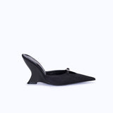 MARGAUX BLACK - SATIN WEDGE MULE