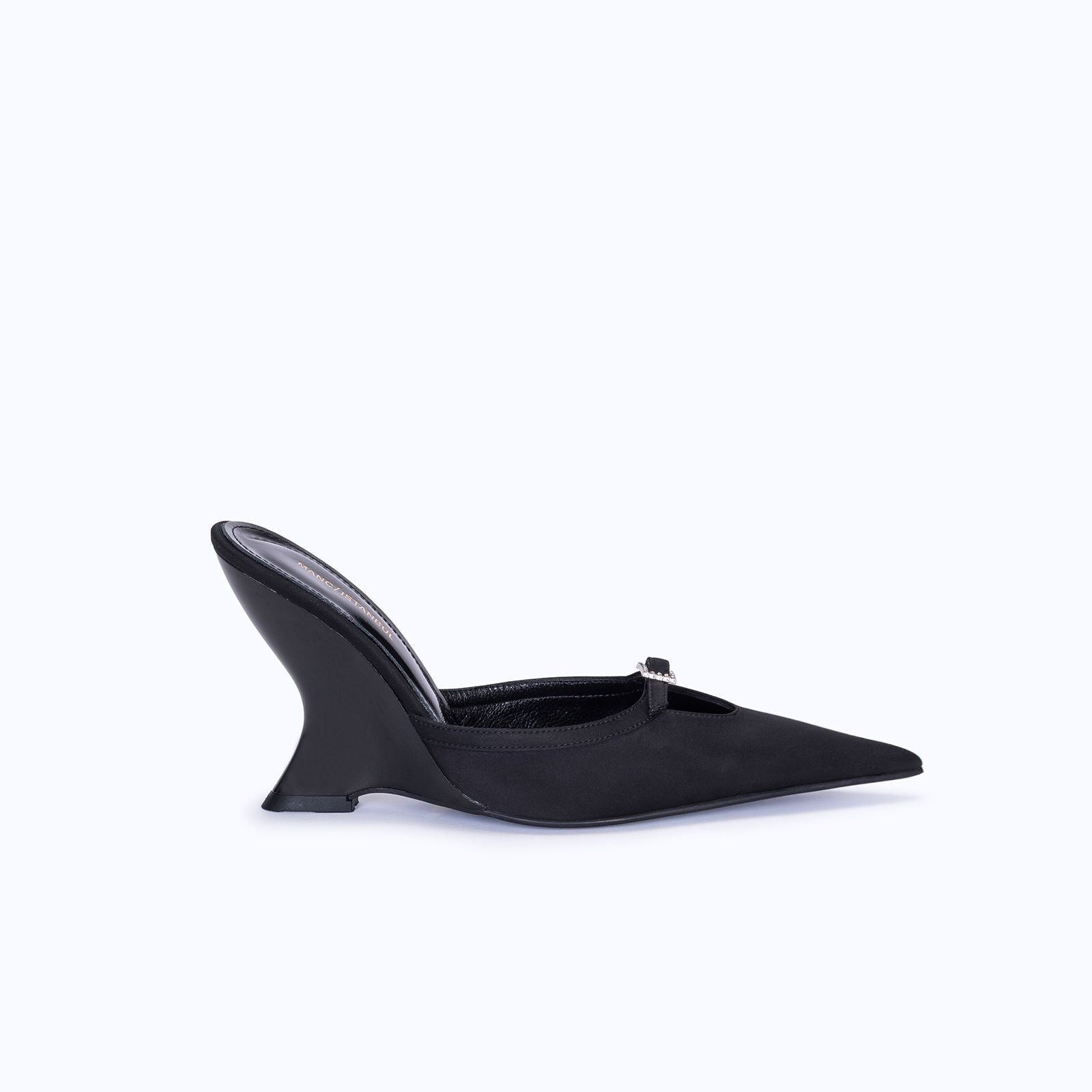 MARGAUX BLACK - SATIN WEDGE MULE