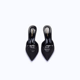 MARGAUX BLACK - SATIN WEDGE MULE