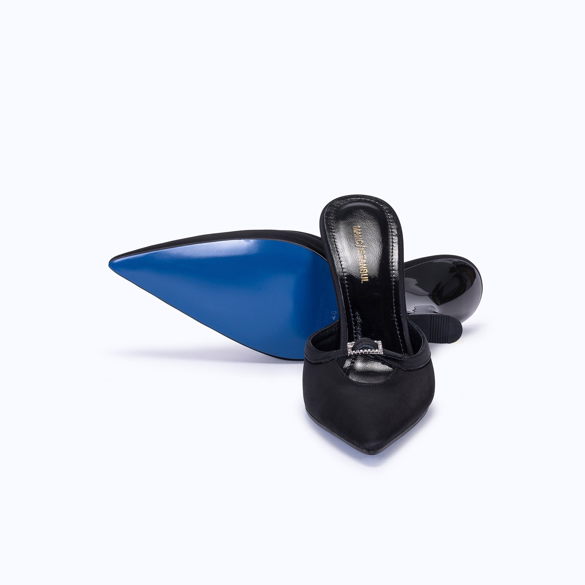 MARGAUX BLACK - SATIN WEDGE MULE