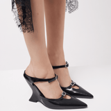 MARGAUX BLACK - WEDGE MULE