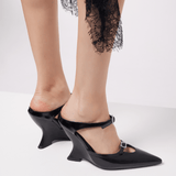 MARGAUX BLACK - WEDGE MULE