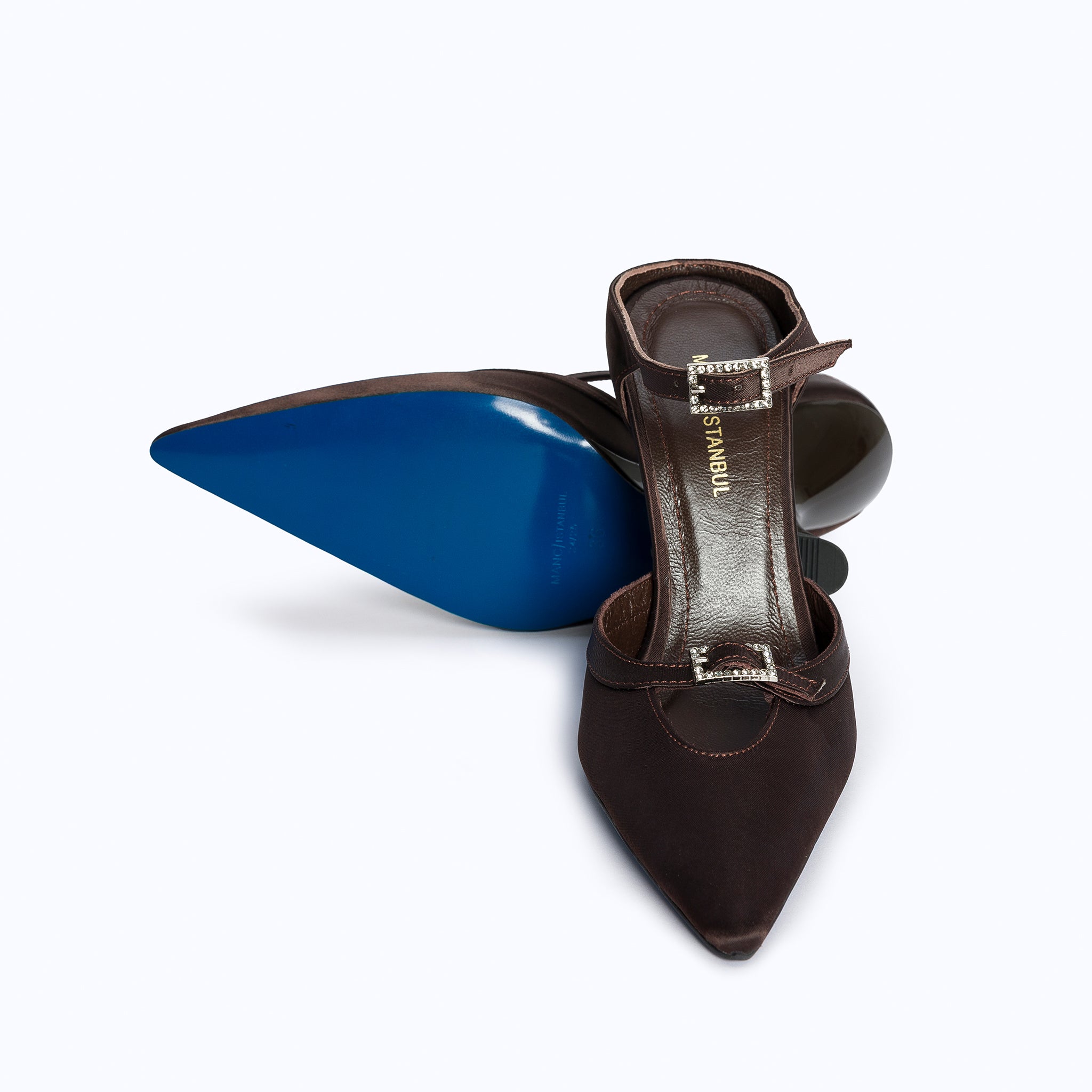 MARGAUX BROWN - SATIN WEDGE MULE