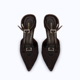 MARGAUX BROWN - SATIN WEDGE MULE