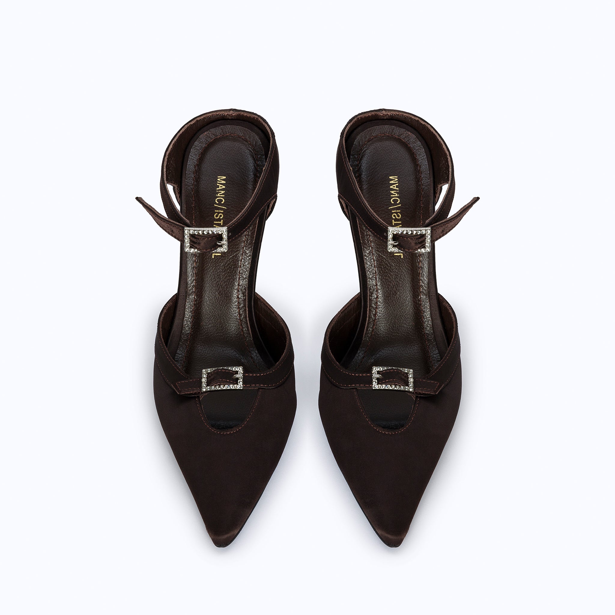 MARGAUX BROWN - SATIN WEDGE MULE