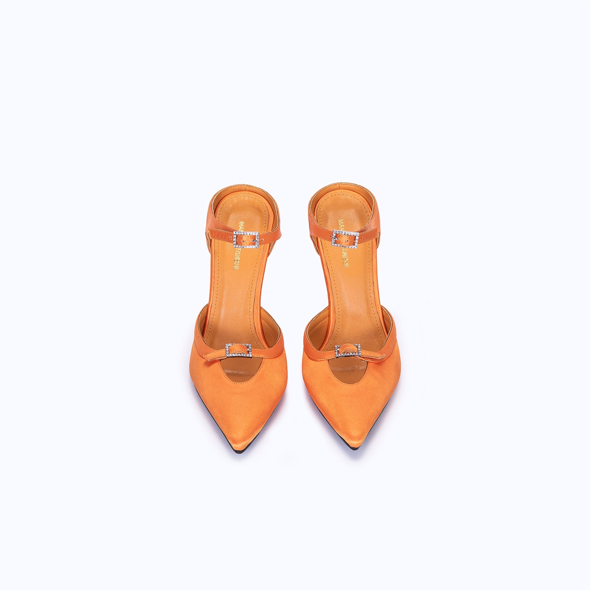 MARGAUX ORANGE - SATIN WEDGE MULE