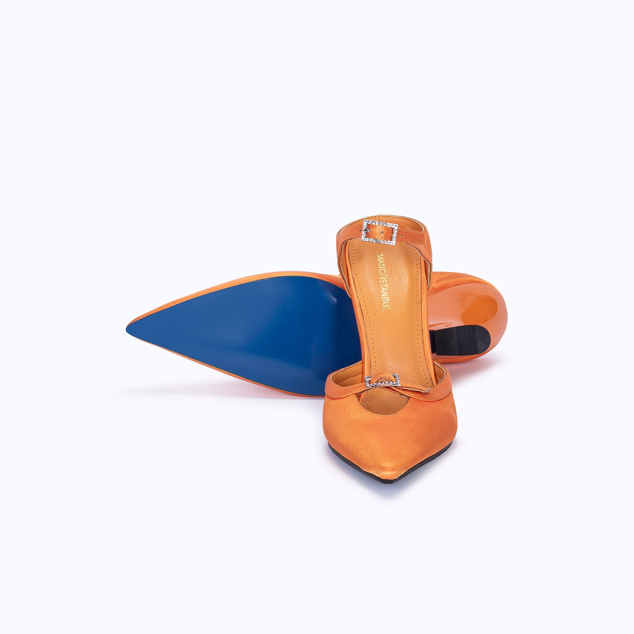 MARGAUX ORANGE - SATIN WEDGE MULE