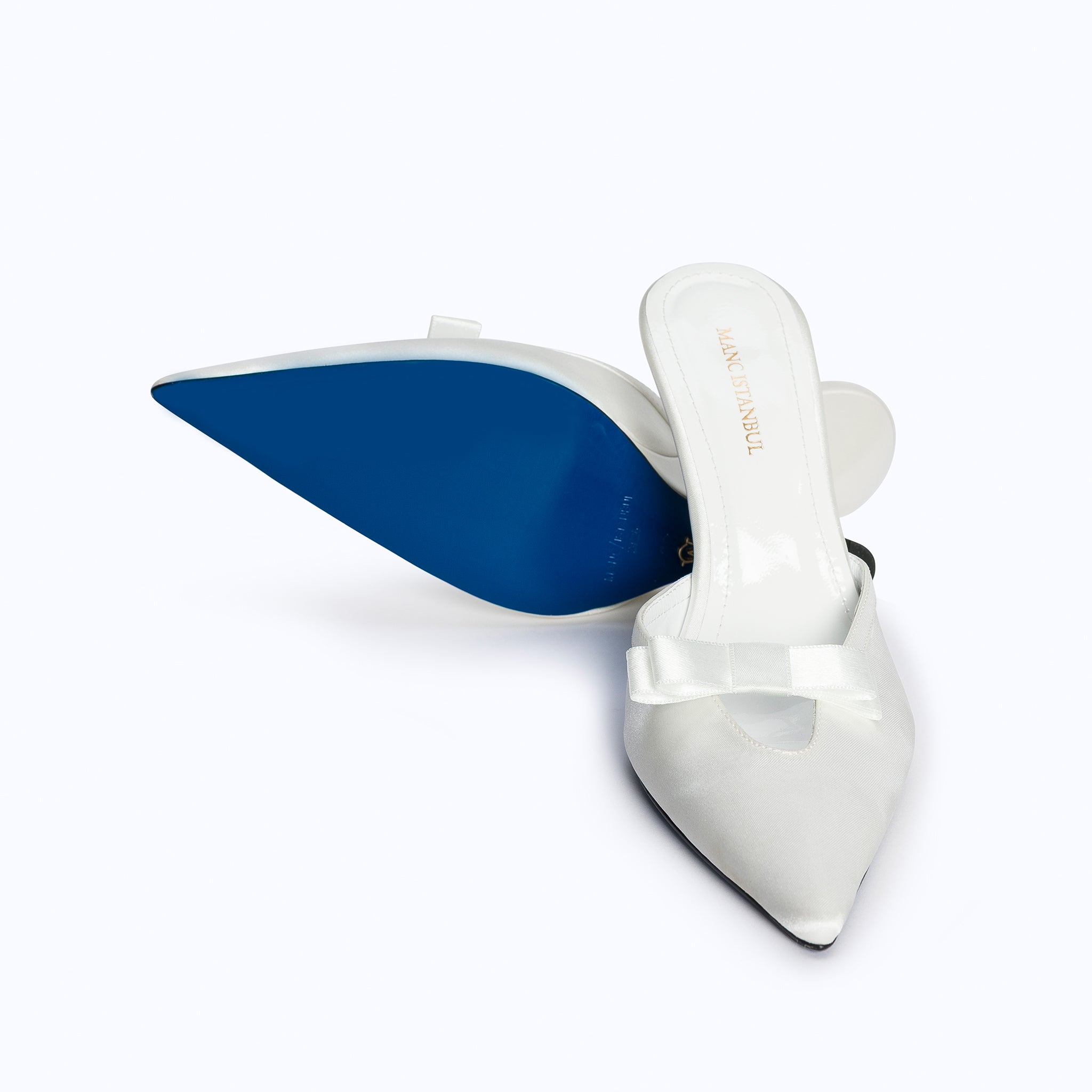 MARGAUX WHITE - SATIN WEDGE MULE