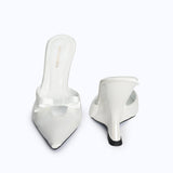 MARGAUX WHITE - SATIN WEDGE MULE
