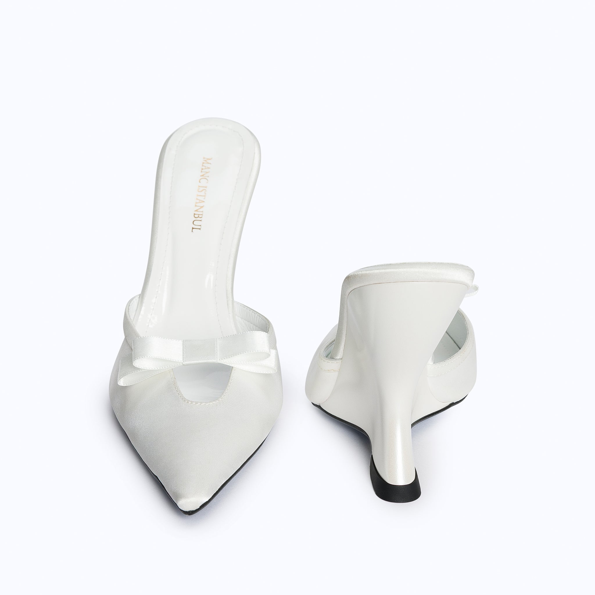 MARGAUX WHITE - SATIN WEDGE MULE