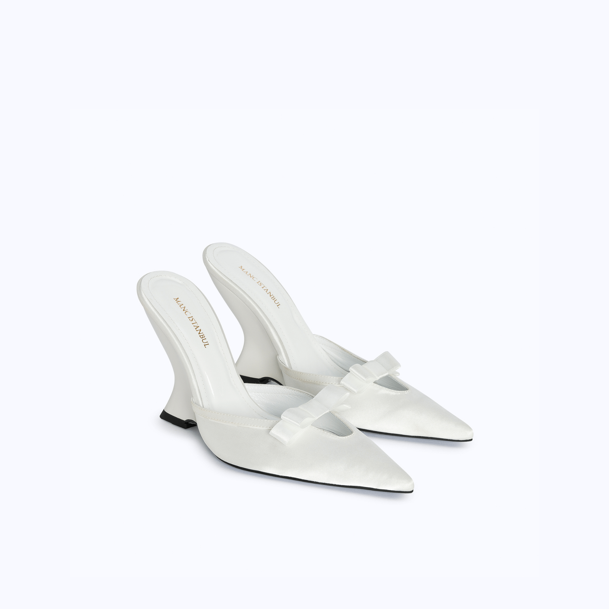 MARGAUX WHITE - SATIN WEDGE MULE