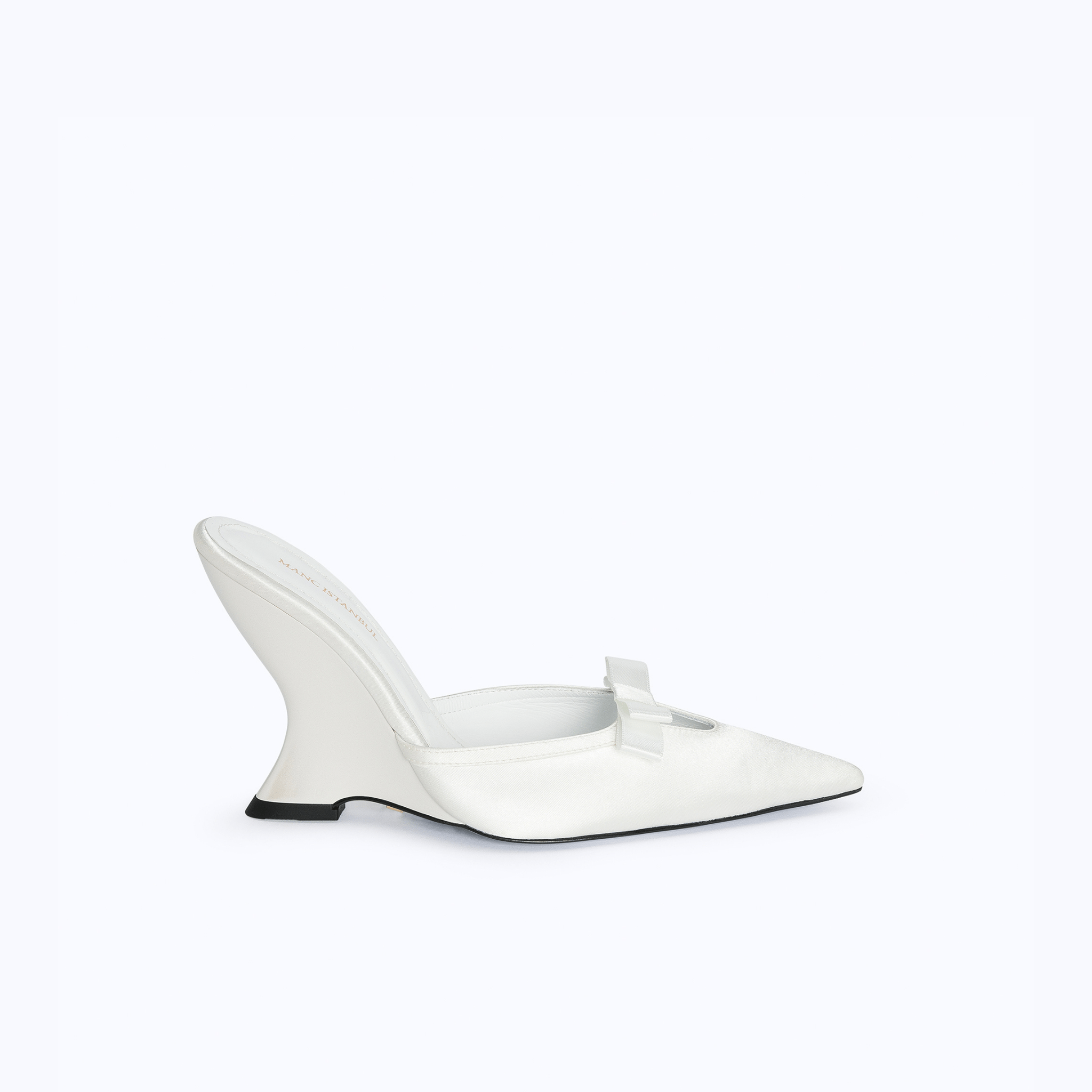 MARGAUX WHITE - SATIN WEDGE MULE