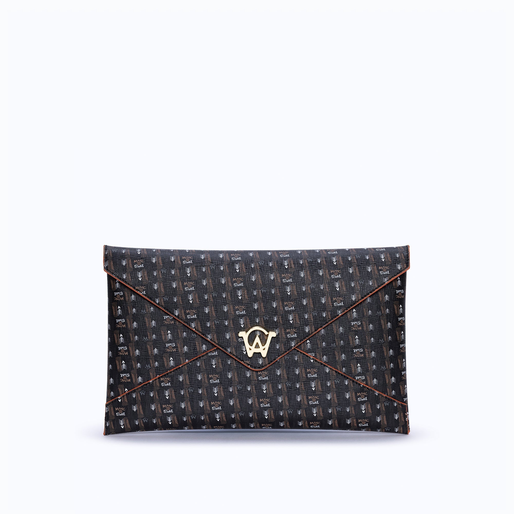 MONOGRAM CLUTCH - BROWN BLACK