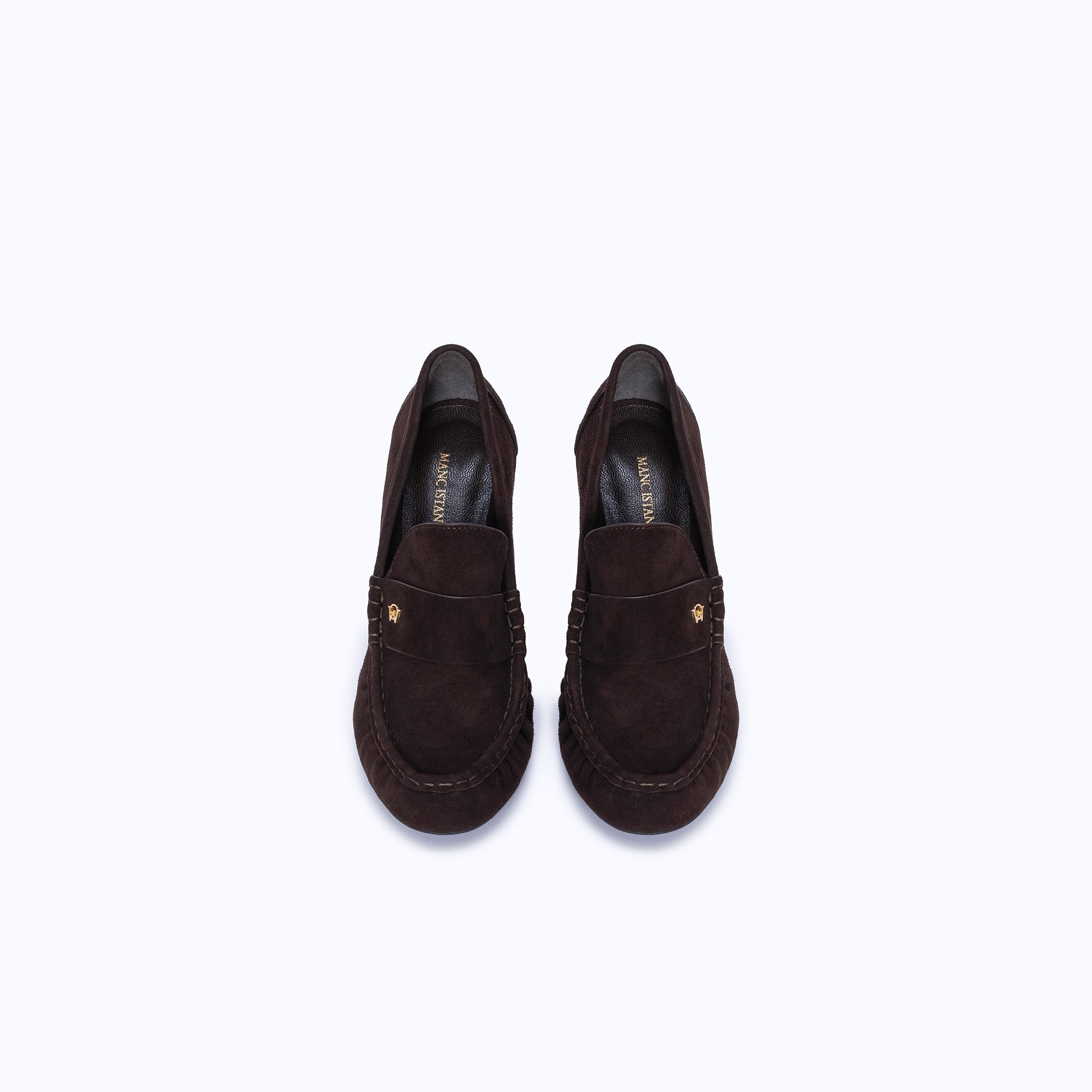 PENNY HEELS - DARK SUEDE BROWN